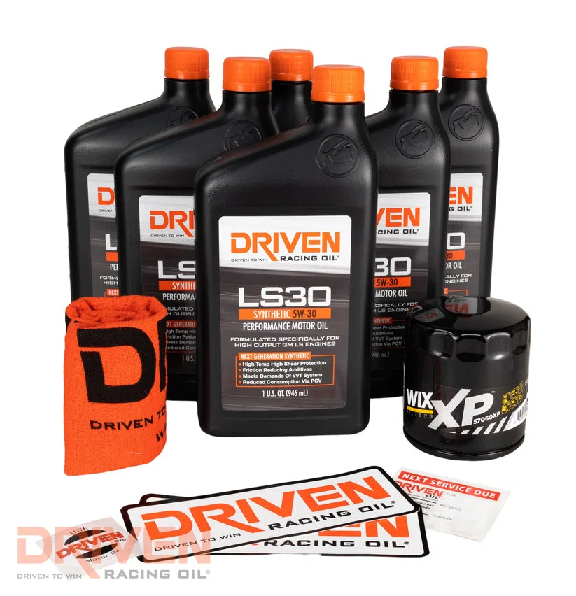 20634K – DRIVEN RACE Oil Change Kit, Used For Gen IV GM Engines With 6 Quarts Of LS30 Synthetic 5W-30 Performance Mot...